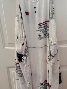 White Printed Maxi Dress with Red & Black Accents